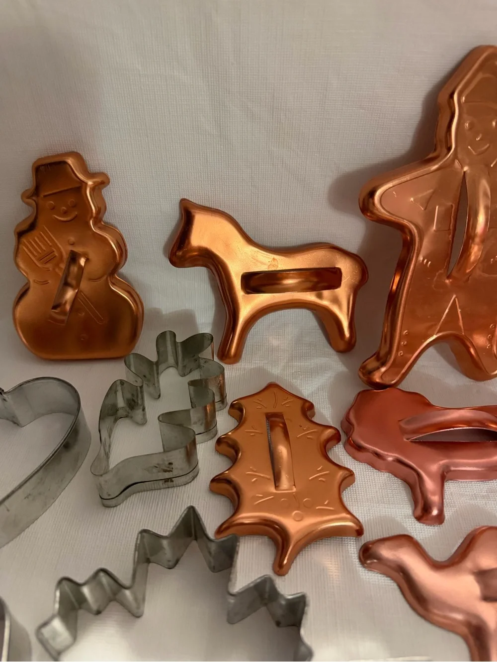 Vintage Copper and Silver Holiday Cookie Cutter lot